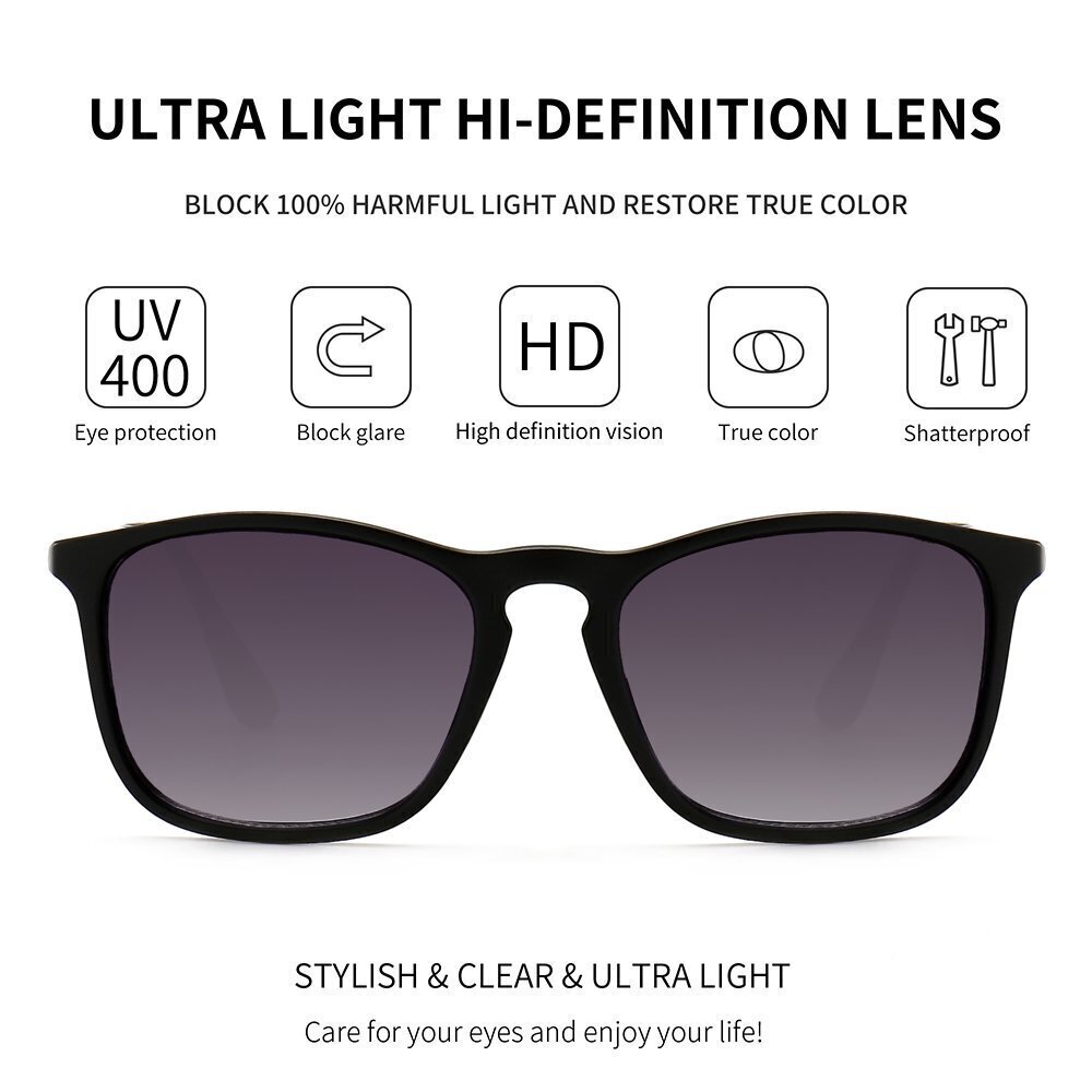 8339 Fashion Sunglasses Retro Style Square Sun Glasses UV400 Black Frame - Picture 2 of 6
